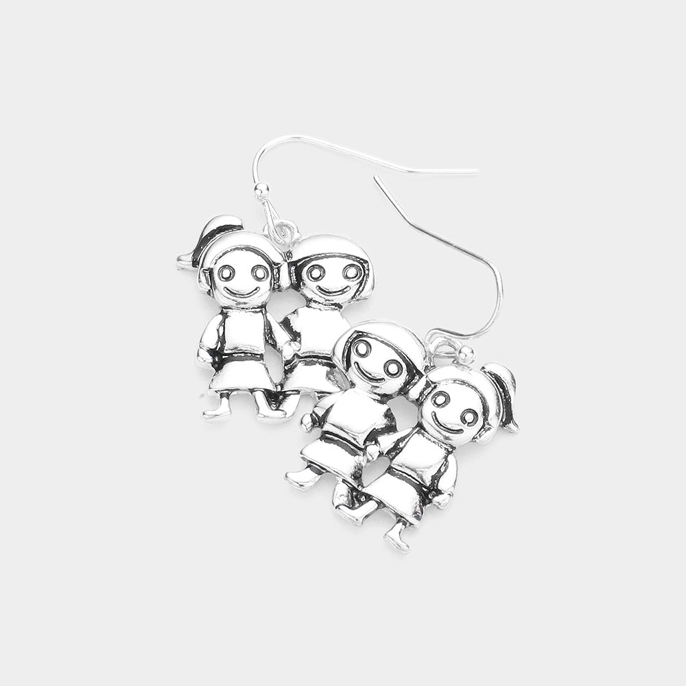 Metal Couple Best Friend Dangle Earrings