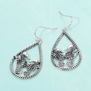 Seahorse Accented Open Teardrop Dangle Earrings