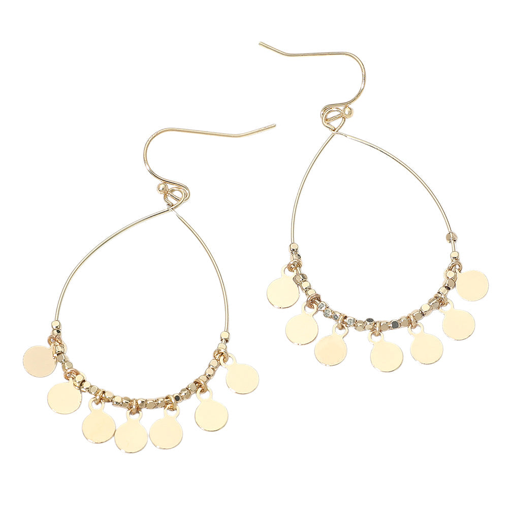 Boho Metal Coin Charm Beaded Teardrop Earrings