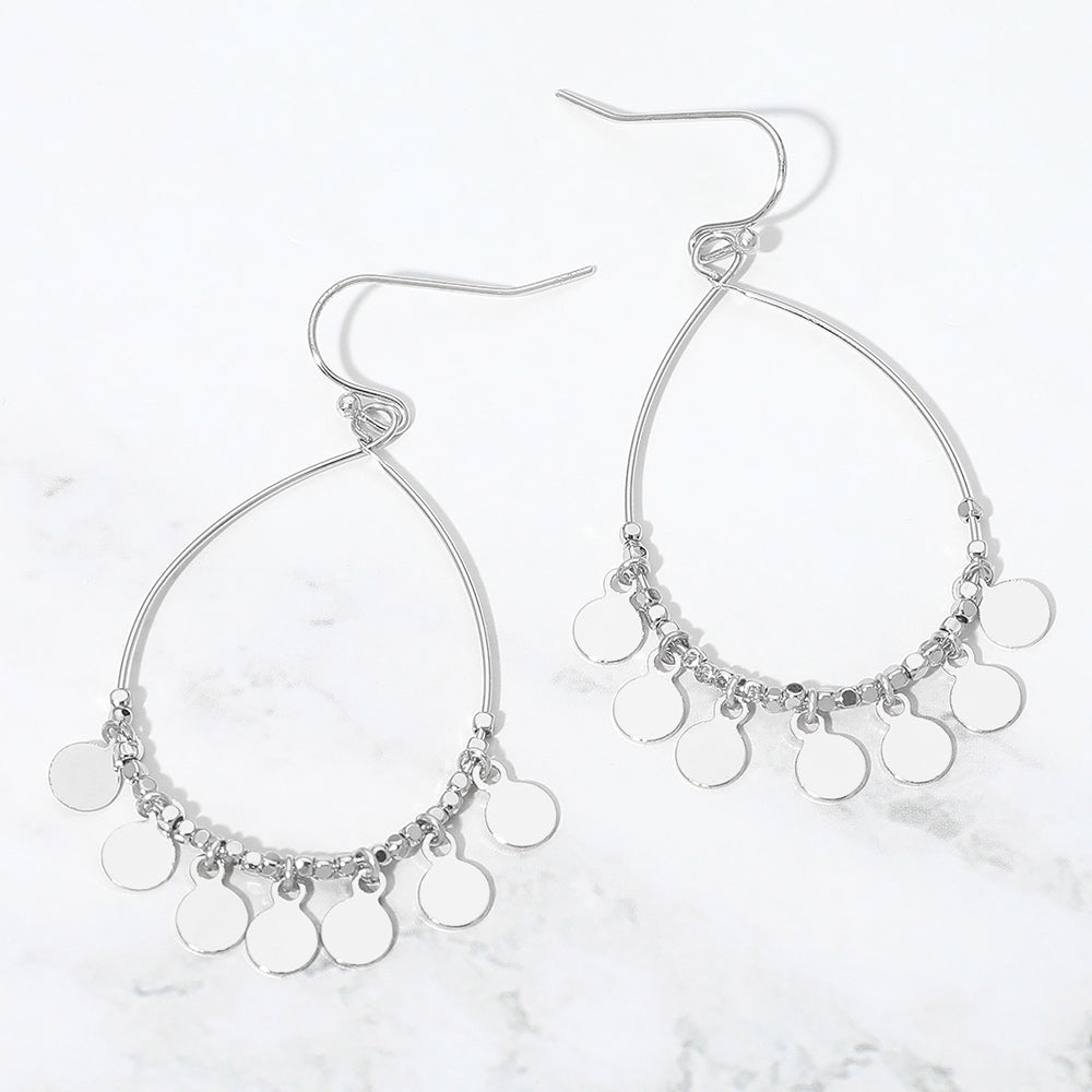 Boho Metal Coin Charm Beaded Teardrop Earrings