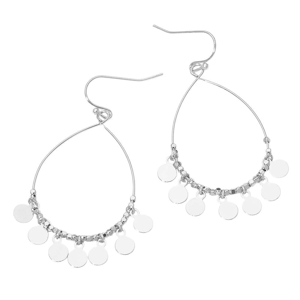 Boho Metal Coin Charm Beaded Teardrop Earrings