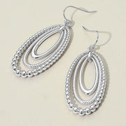 Textured Bead Layered Oval Dangle Earrings