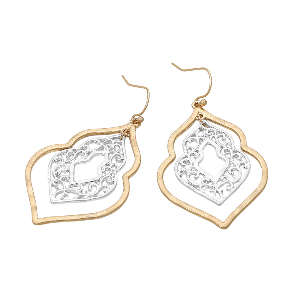 Metal Filigree Ornate Dangle Earrings