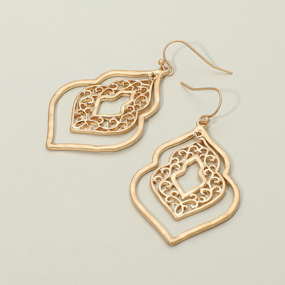 Metal Filigree Ornate Dangle Earrings