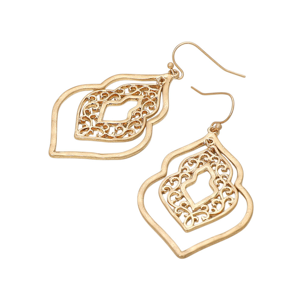 Metal Filigree Ornate Dangle Earrings