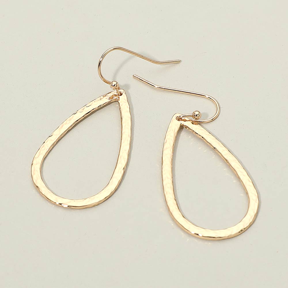 Geometric Metal Open Teardrop Drop Earrings