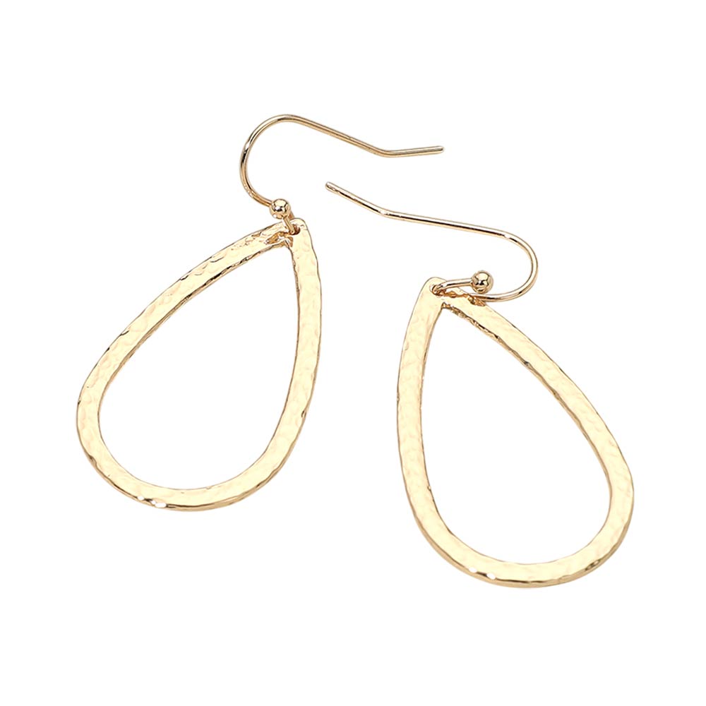 Geometric Metal Open Teardrop Drop Earrings