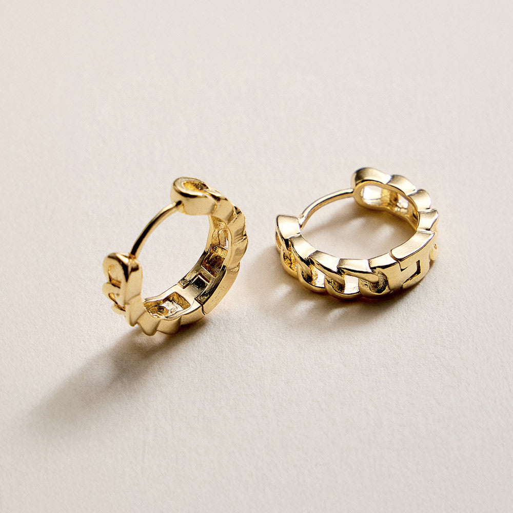 18K Gold Filled Curb Mini Huggie Hoop Earrings