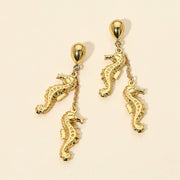 Stainless Steel Seahorse Charm Drop Earrings