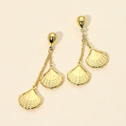 Stainless Steel Seashell Charm Drop Earrings