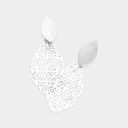 Filigree Brass Metal Petal Dangle Earrings