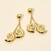 Stainless Steel Double Spiral Shell Drop Earrings