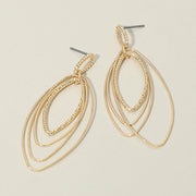 Textured Metal Open Layered Oval Drop Earrings