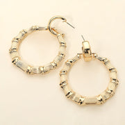 Metal Bamboo Hoop Drop Earrings