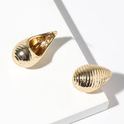 Gold Dipped Ribbed Teardrop Earrings