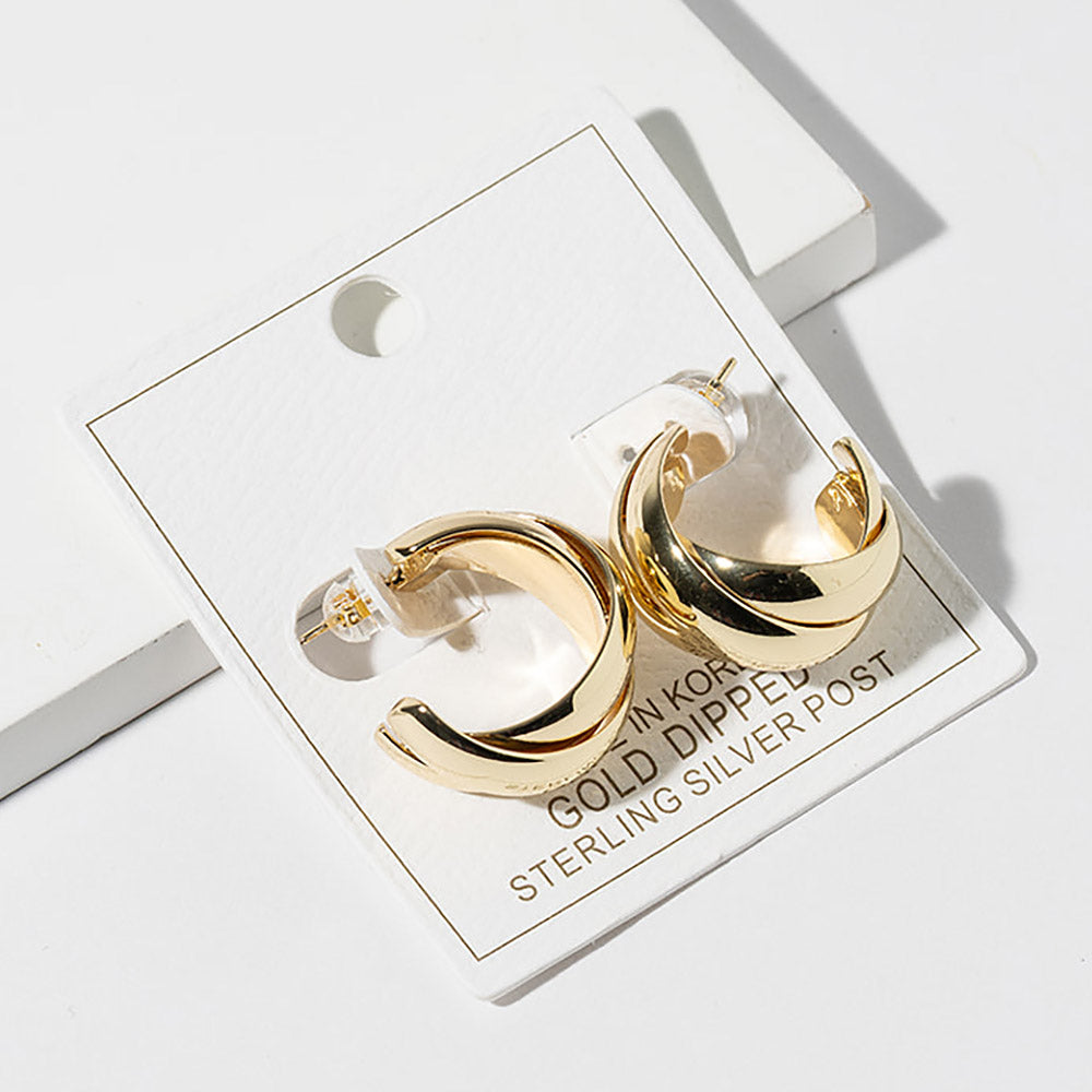 Gold Dipped Chunky Crisscross Hoop Earrings