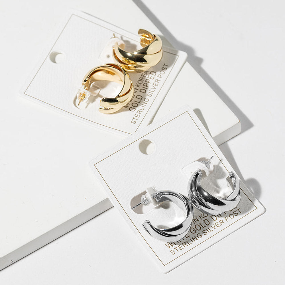 Gold Dipped Chunky Crisscross Hoop Earrings