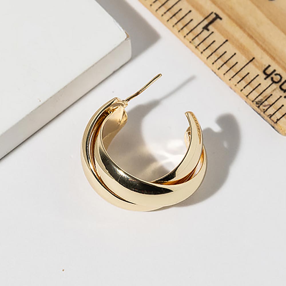Gold Dipped Chunky Crisscross Hoop Earrings