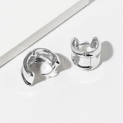 White Gold Dipped Curved Huggie Hoop Earrings