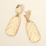 Hammered Worn Metal Plate Drop Statement Earrings