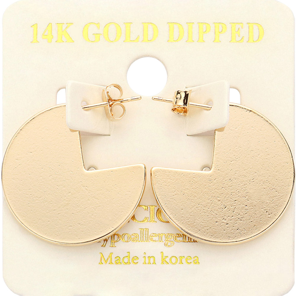 14K Gold Dipped Abstract Metal Round Earrings