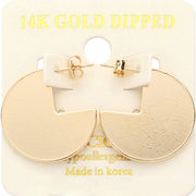 14K Gold Dipped Abstract Metal Round Earrings
