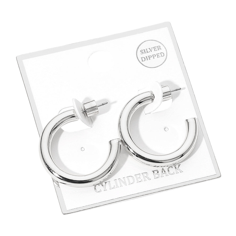 Silver Dipped Open Hoop Earrings