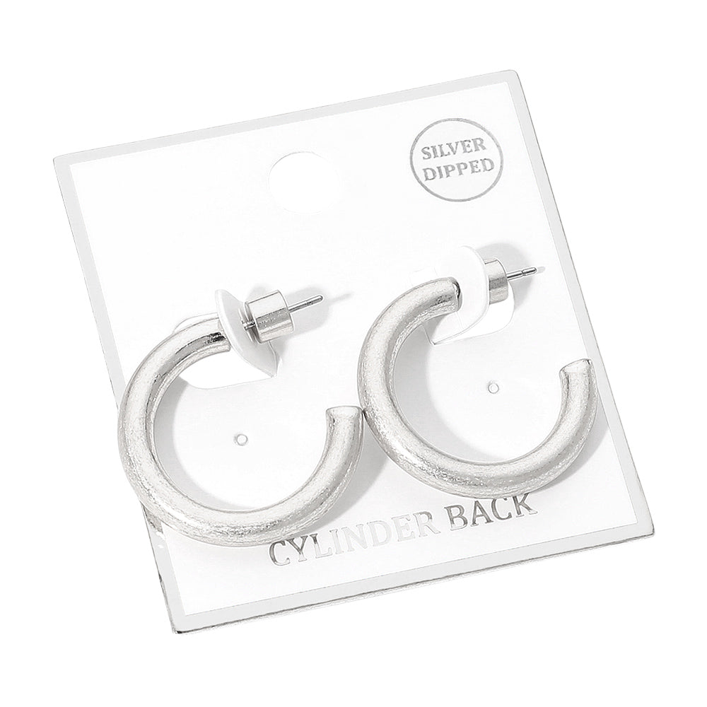 Silver Dipped Open Hoop Earrings
