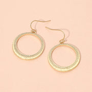 Textured Metal Hoop Drop Dangle Earrings