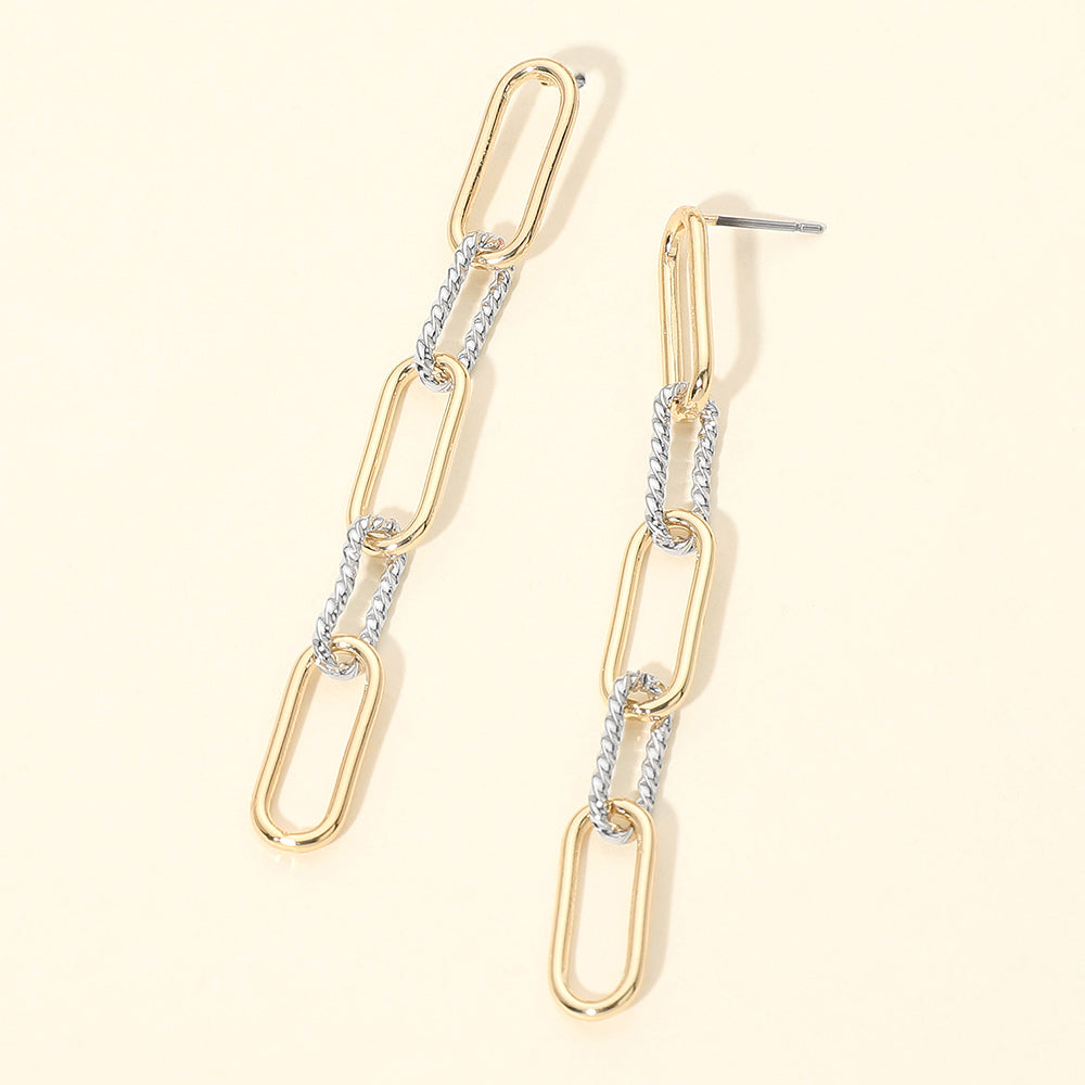 Metal Geometric Chain Link Drop Earrings