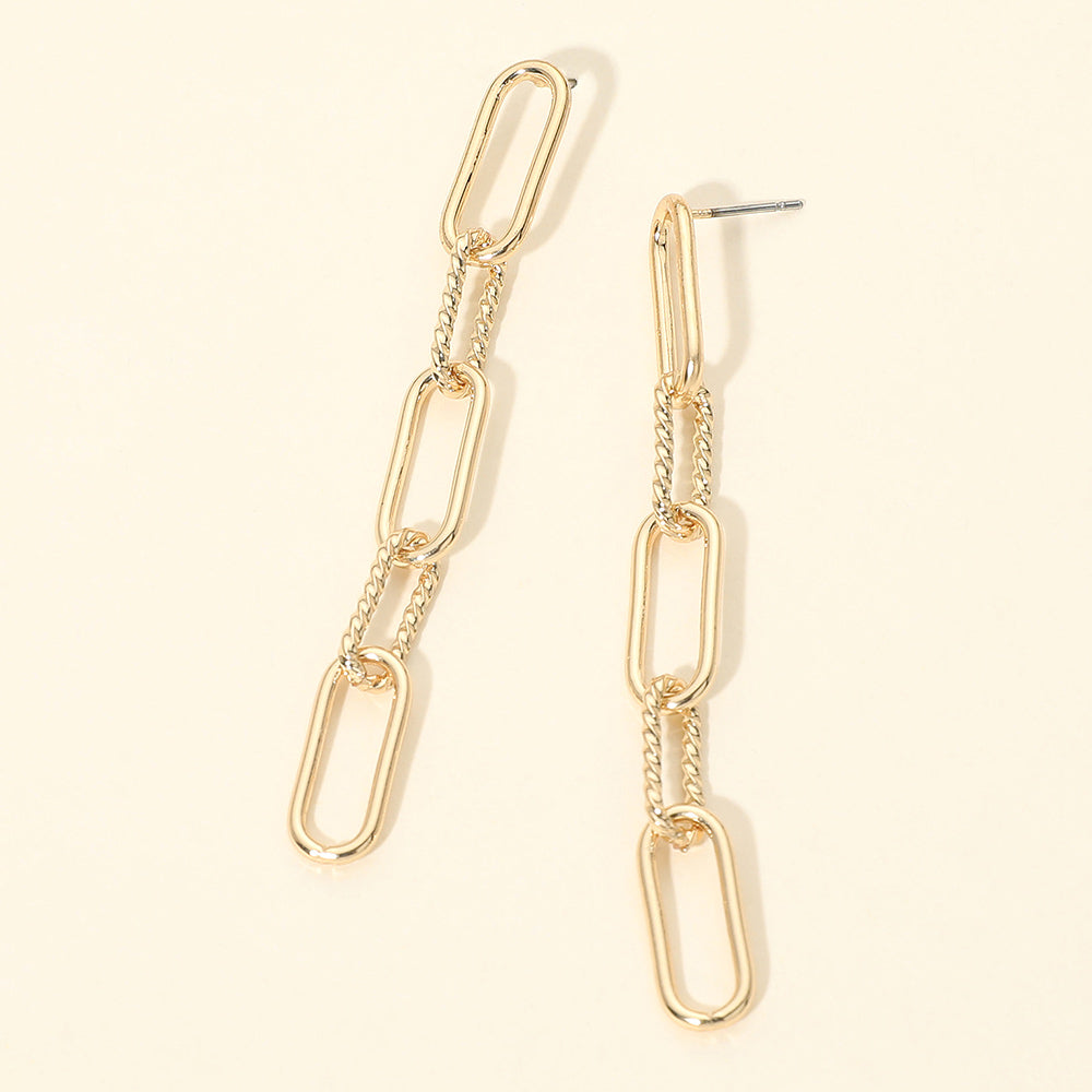 Metal Geometric Chain Link Drop Earrings