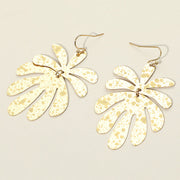 Splash Metal Leaf Link Dangle Earrings