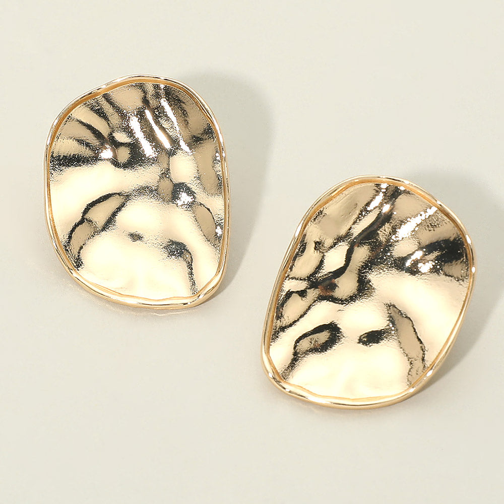 Hammered Metal Organic Shape Plate Earrings