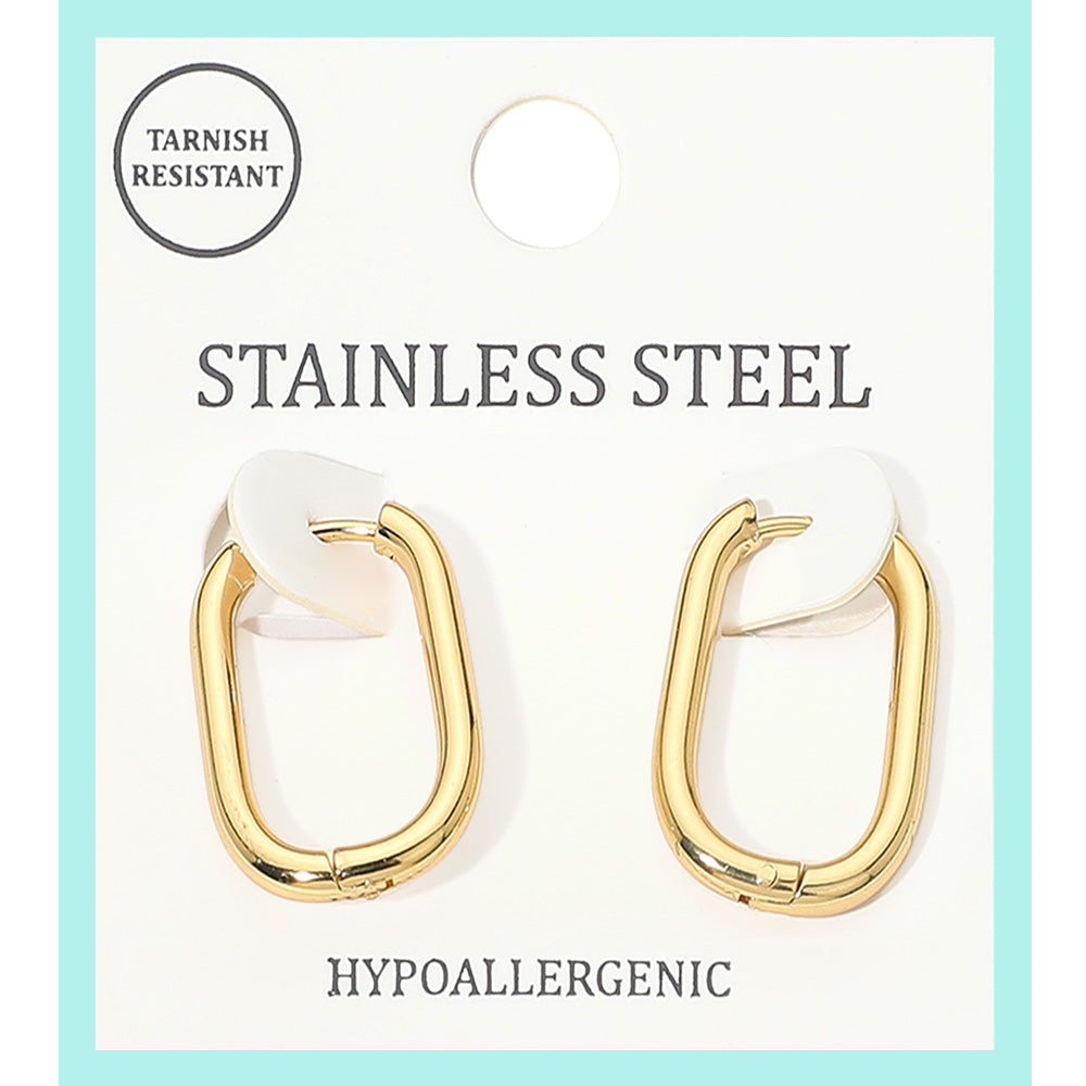 Stainless Steel Geometric Huggie Hoop Earrings