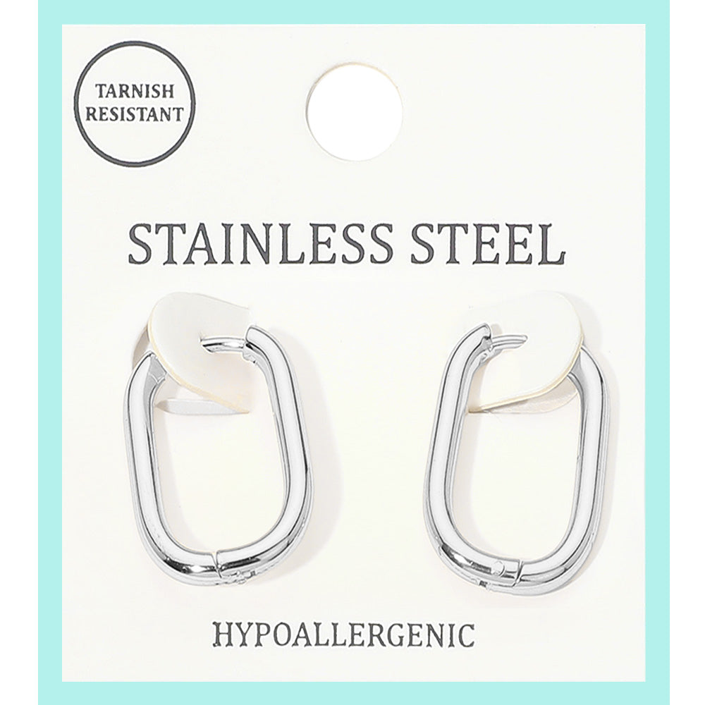 Stainless Steel Geometric Huggie Hoop Earrings