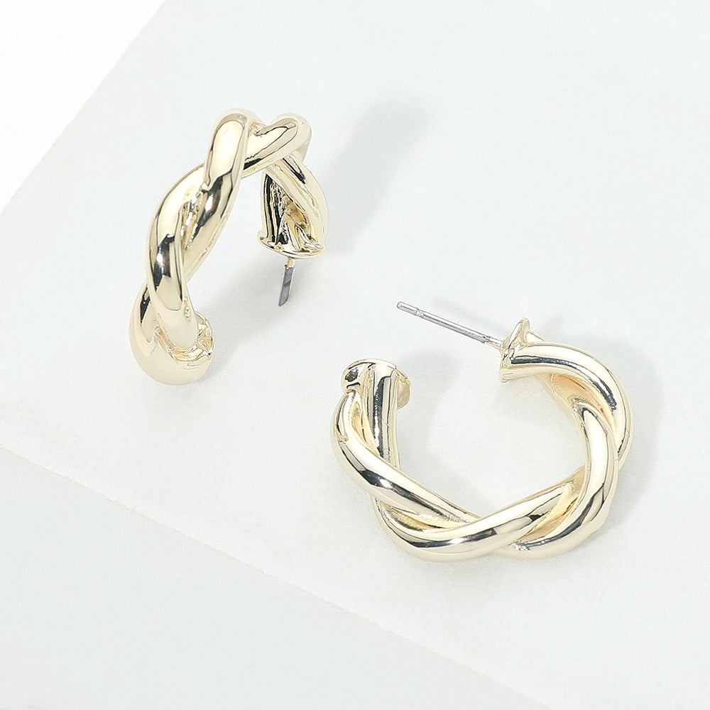 14K Gold Plated Twisted Hoop Earrings