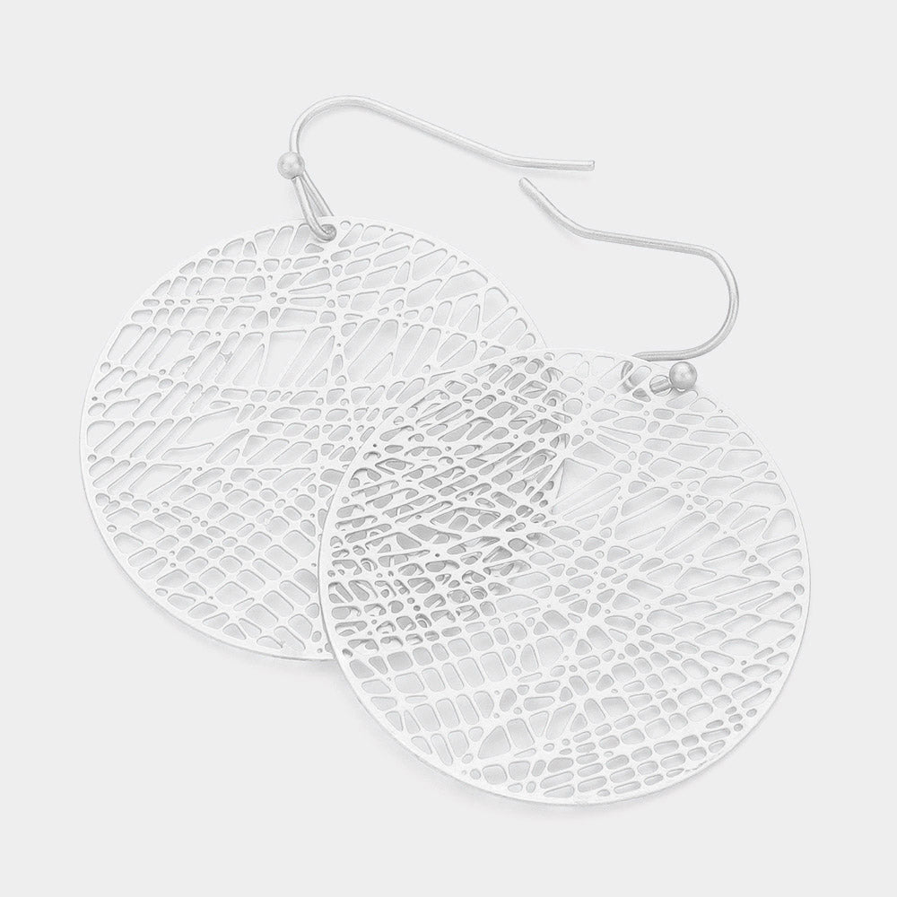 Filigree Metal Disc Dangle Earrings