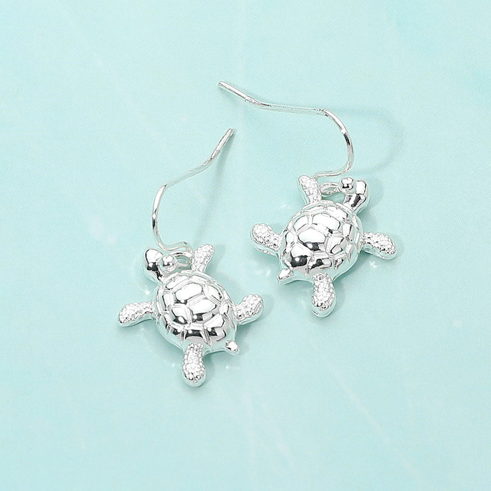 Metal Sea Turtle Dangle Earrings