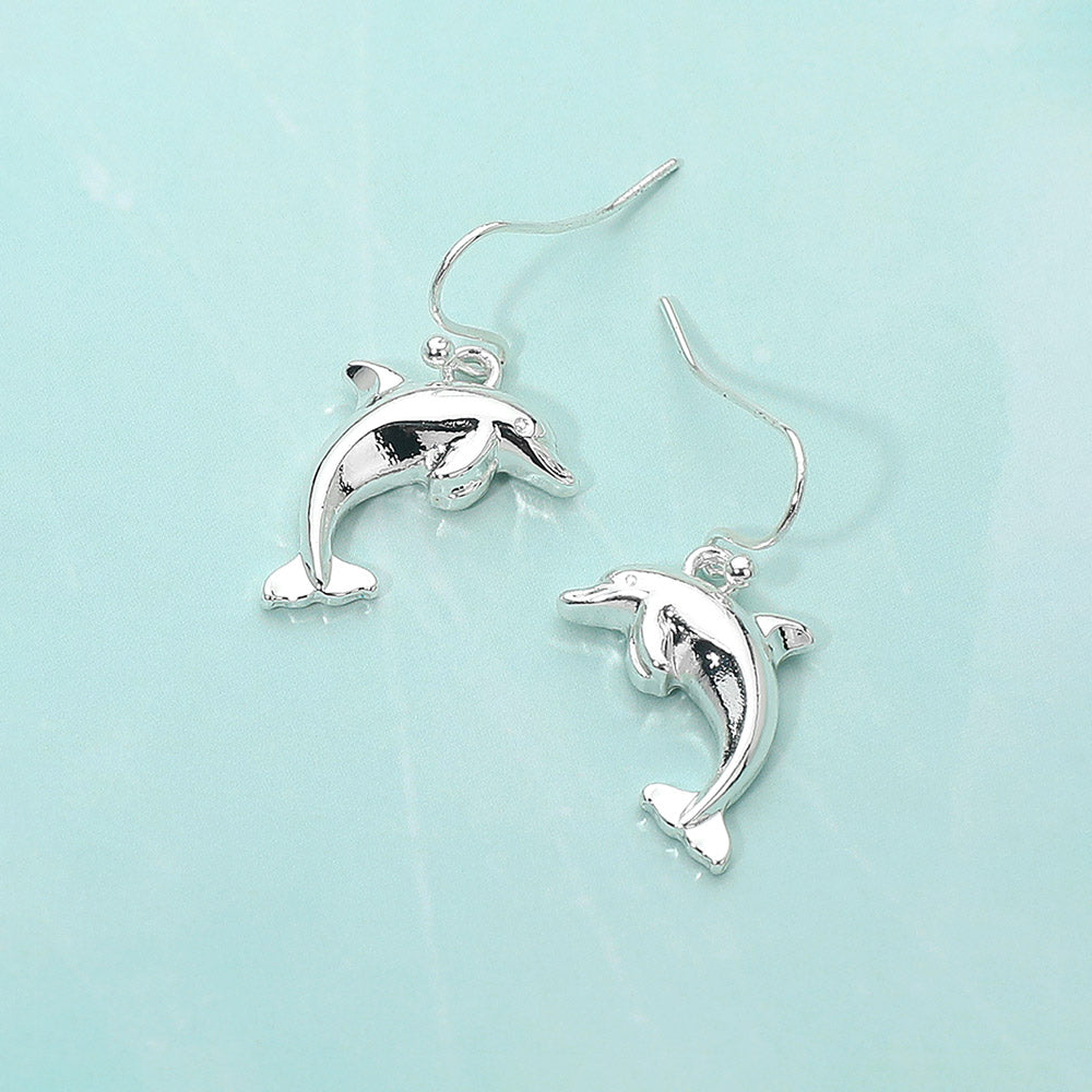 Metal Dolphin Dangle Earrings