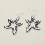 Antique Metal Open Starfish Drop Earrings