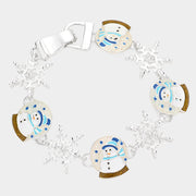 Enamel Snowman Link Magnetic Bracelet