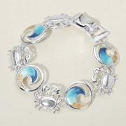 Ocean Wave Crab Charm Link Magnetic Bracelet