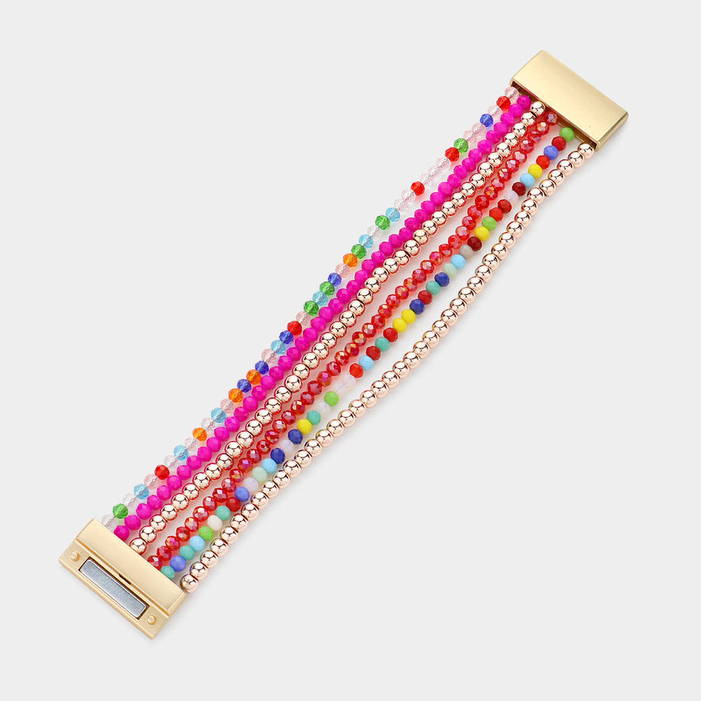Multi Beaded Layered Magnetic Bracelet