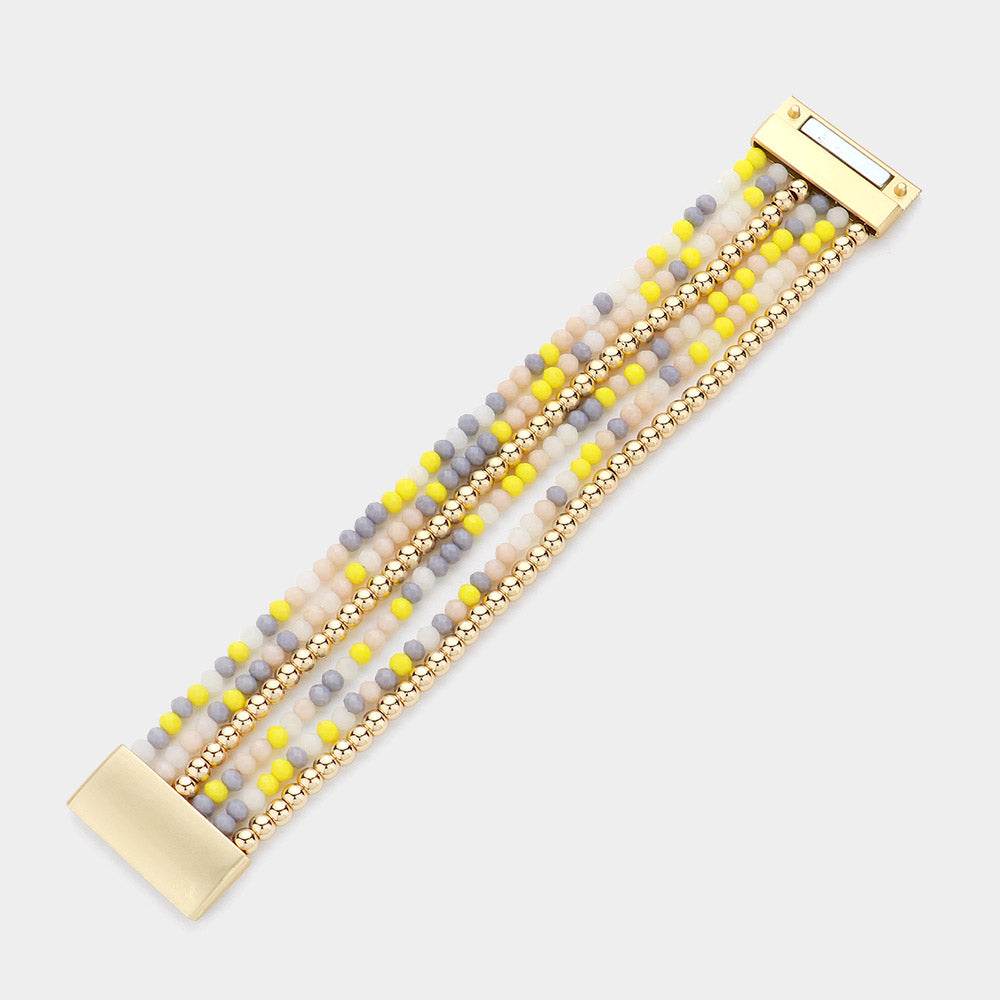 Multi Beaded Layered Magnetic Bracelet