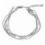 White Gold Dipped Layered Chain Bracelet