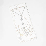White Gold Dipped CZ Pearl Flower Link Hand Chain Magnetic Bracelet