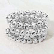 5PCS - Faceted Metal Ball Beaded Stretch Multi Layered Bracelets