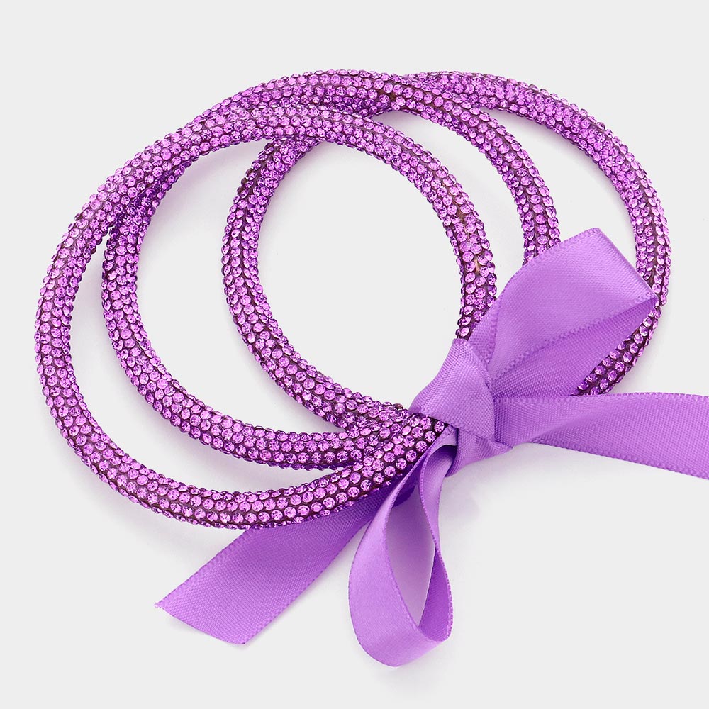 3PCS - Rhinestone Pave Bangle Layered Bracelets