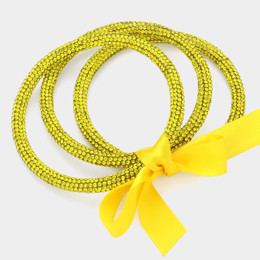 3PCS - Rhinestone Pave Bangle Layered Bracelets
