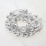 5PCS - Faceted Polished Ball Bar Beaded Stretch Multi Layered Bracelets